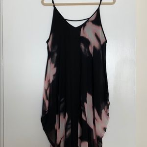 Pink & black tie dye sheer dress